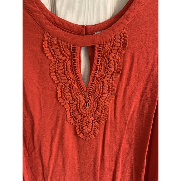 pale sky blouse top ORANGE plus size 1X sleeveless lace front keyhole front - Picture 3 of 10